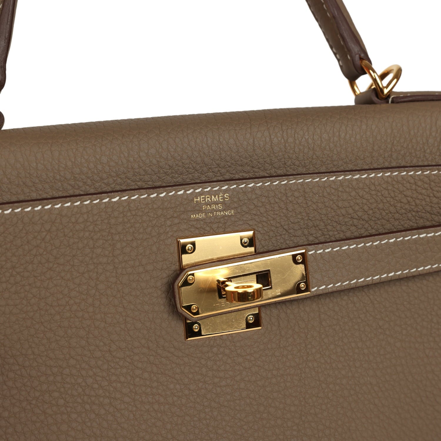 Pre-owned Hermes Kelly Retourne 28 Etoupe Togo Gold Hardware