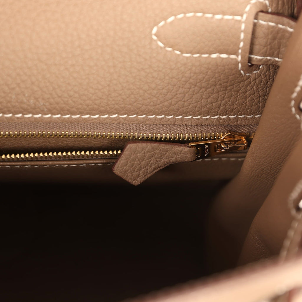 Pre-owned Hermes Kelly Retourne 28 Etoupe Togo Gold Hardware