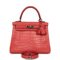 Pre-owned Hermes Kelly Retourne 25 Bougainvillea Matte Alligator Palladium Hardware