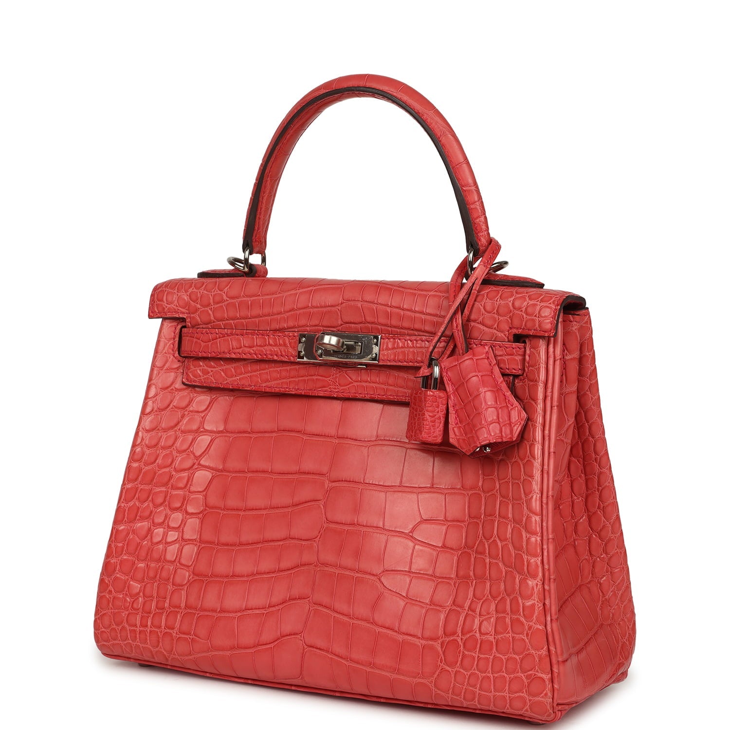 Pre-owned Hermes Kelly Retourne 25 Bougainvillea Matte Alligator Palladium Hardware