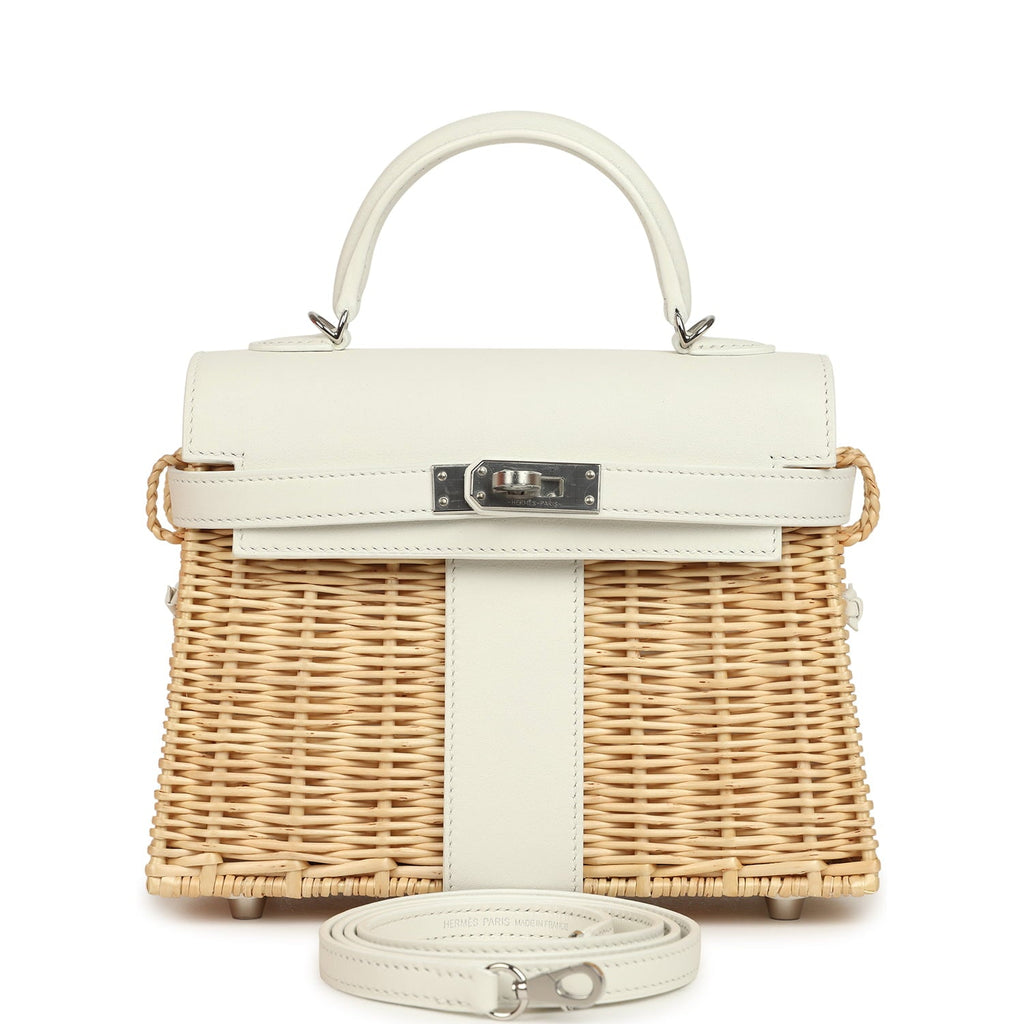 Hermes Mini Picnic Kelly 20 White Swift Palladium Hardware