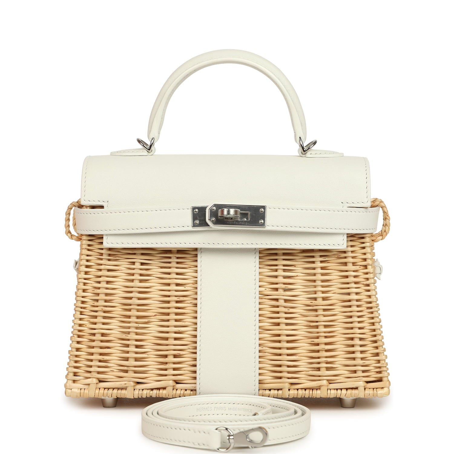 Hermes Mini Picnic Kelly 20 White Swift Palladium Hardware