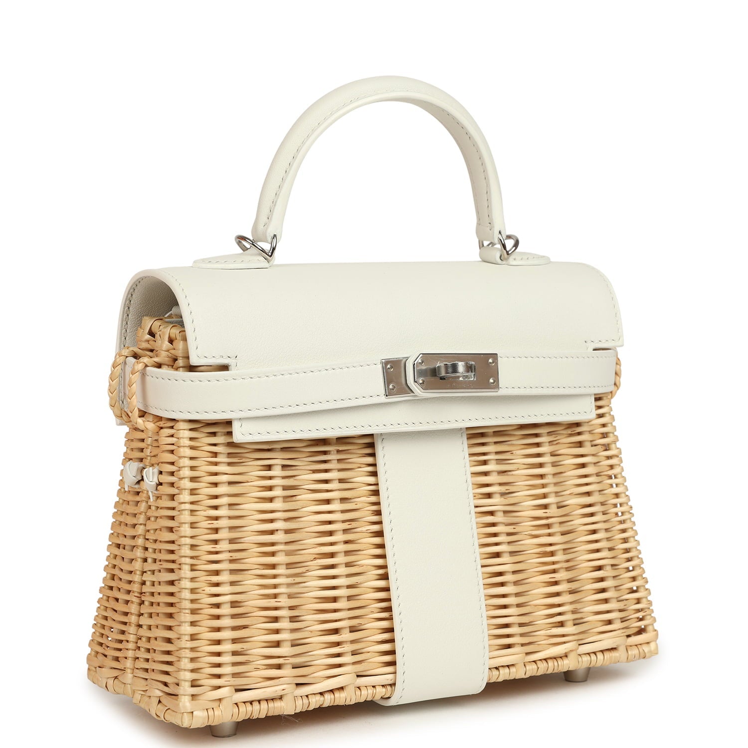 Hermes Mini Picnic Kelly 20 White Swift Palladium Hardware