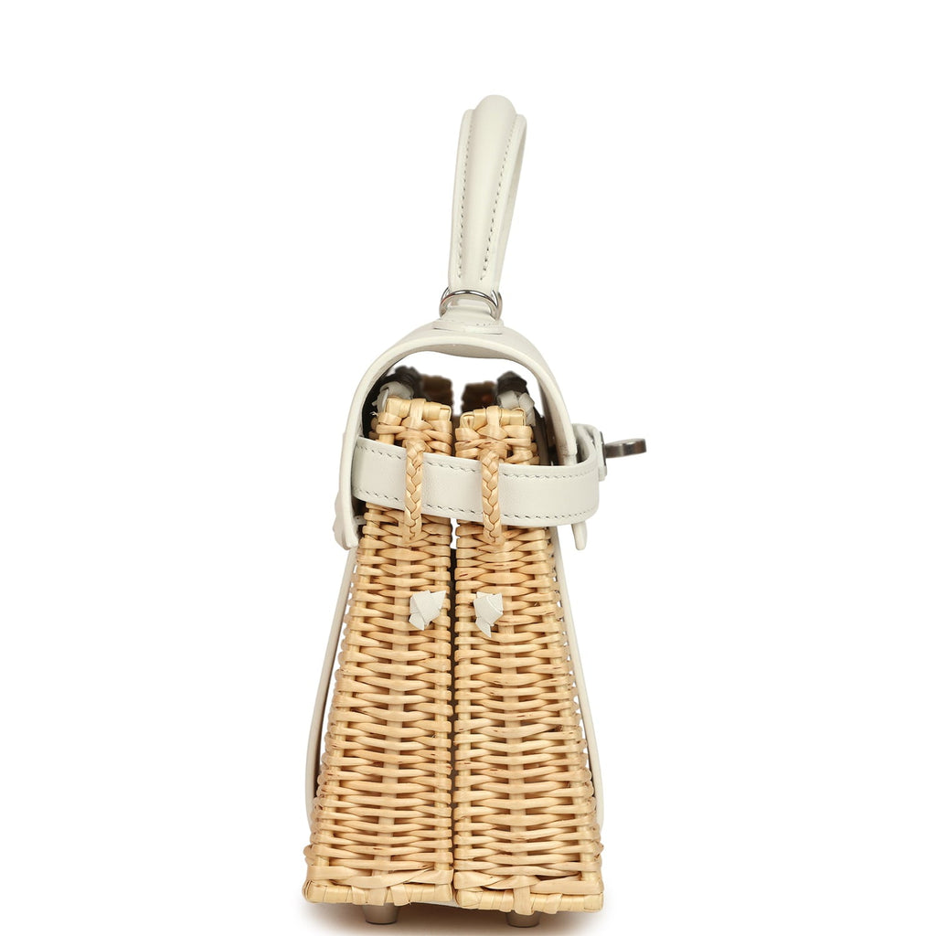 Hermes Mini Picnic Kelly 20 White Swift Palladium Hardware