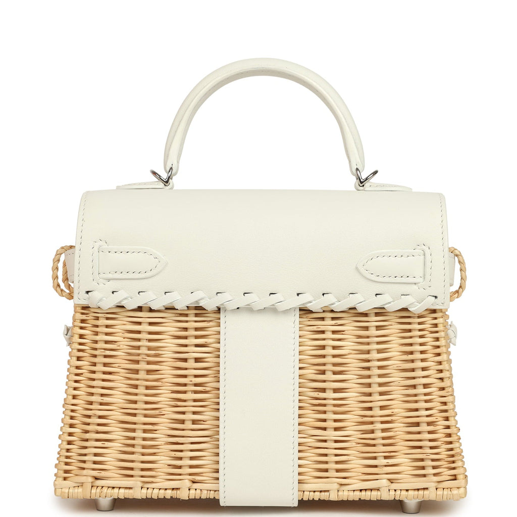 Hermes Mini Picnic Kelly 20 White Swift Palladium Hardware