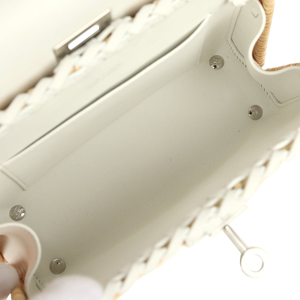 Hermes Mini Picnic Kelly 20 White Swift Palladium Hardware