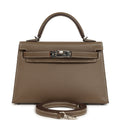 Pre-owned Hermes Kelly Sellier 20 Etoupe Epsom Palladium Hardware