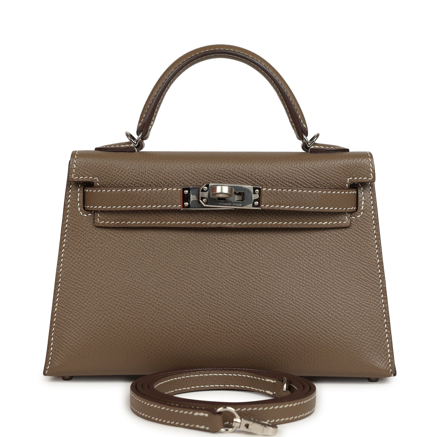 Pre-owned Hermes Kelly Sellier 20 Etoupe Epsom Palladium Hardware