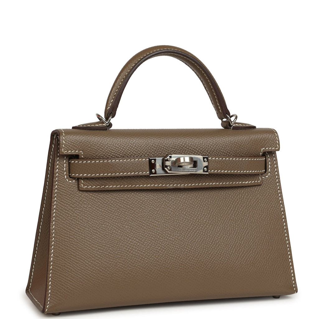 Pre-owned Hermes Kelly Sellier 20 Etoupe Epsom Palladium Hardware