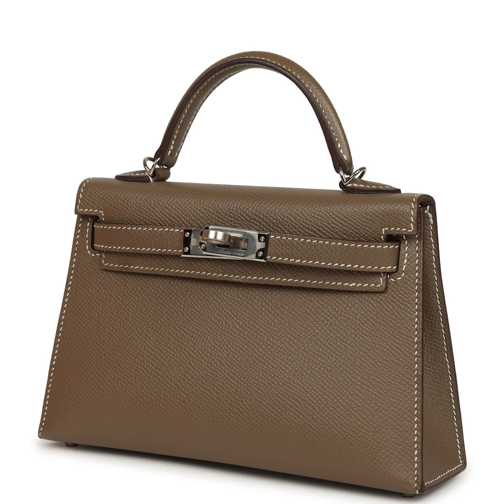 Pre-owned Hermes Kelly Sellier 20 Etoupe Epsom Palladium Hardware