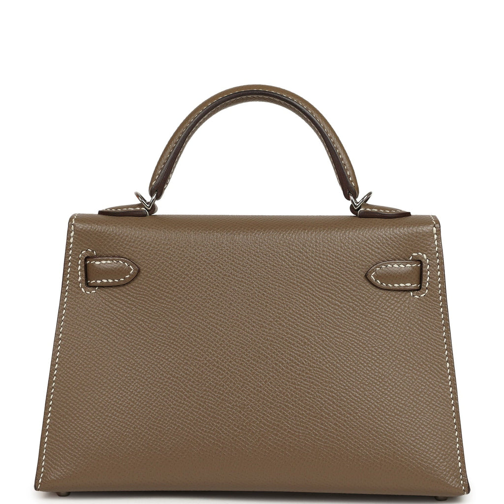 Pre-owned Hermes Kelly Sellier 20 Etoupe Epsom Palladium Hardware