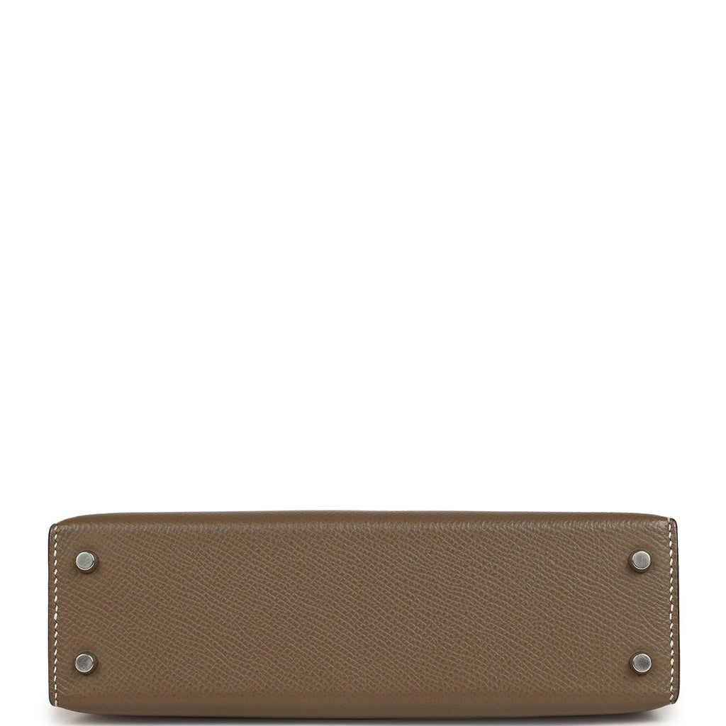 Pre-owned Hermes Kelly Sellier 20 Etoupe Epsom Palladium Hardware