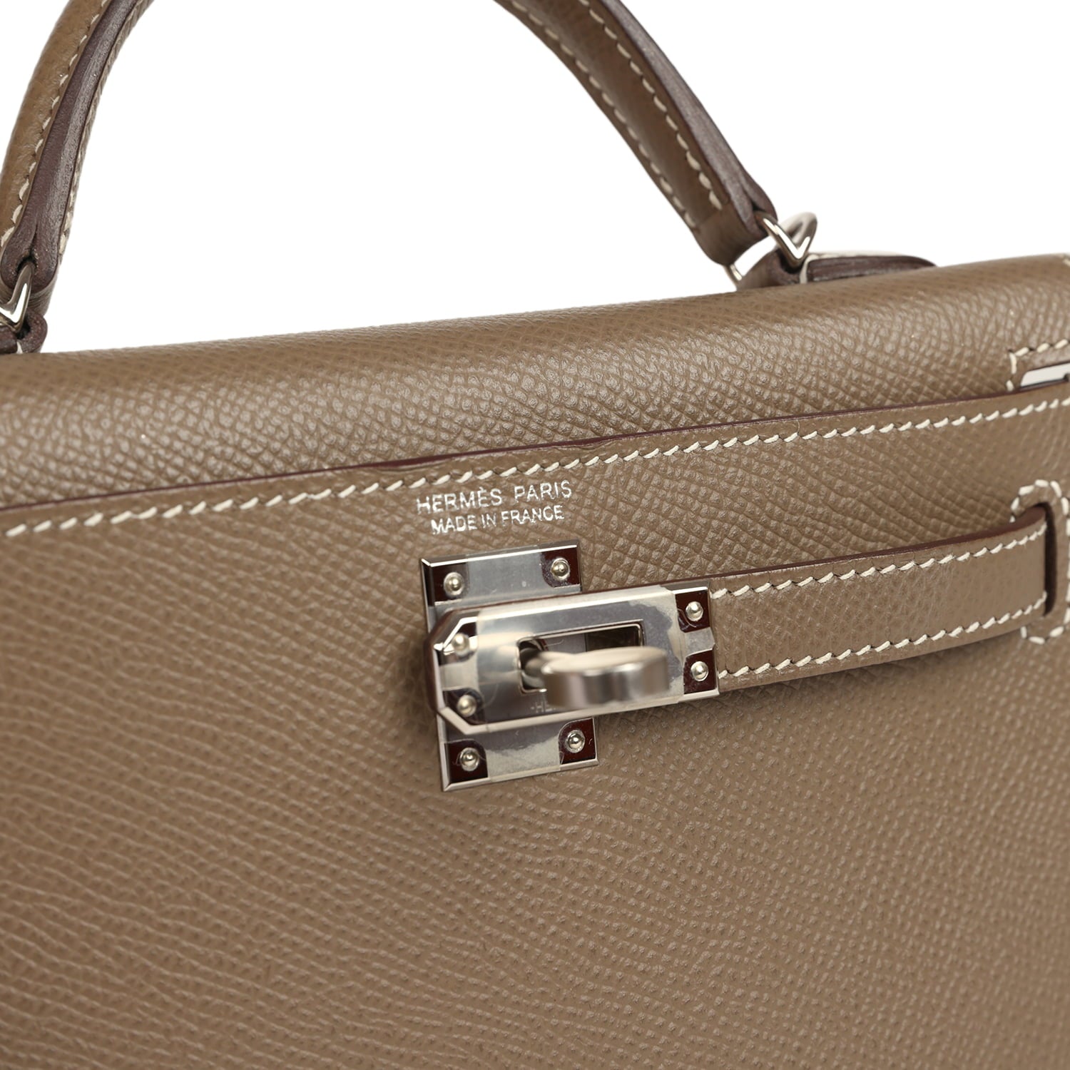 Pre-owned Hermes Kelly Sellier 20 Etoupe Epsom Palladium Hardware