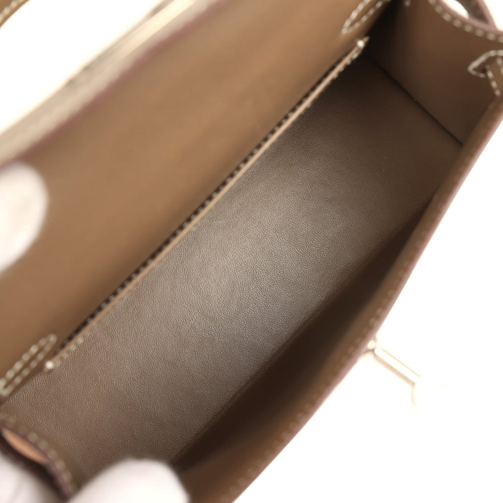 Pre-owned Hermes Kelly Sellier 20 Etoupe Epsom Palladium Hardware