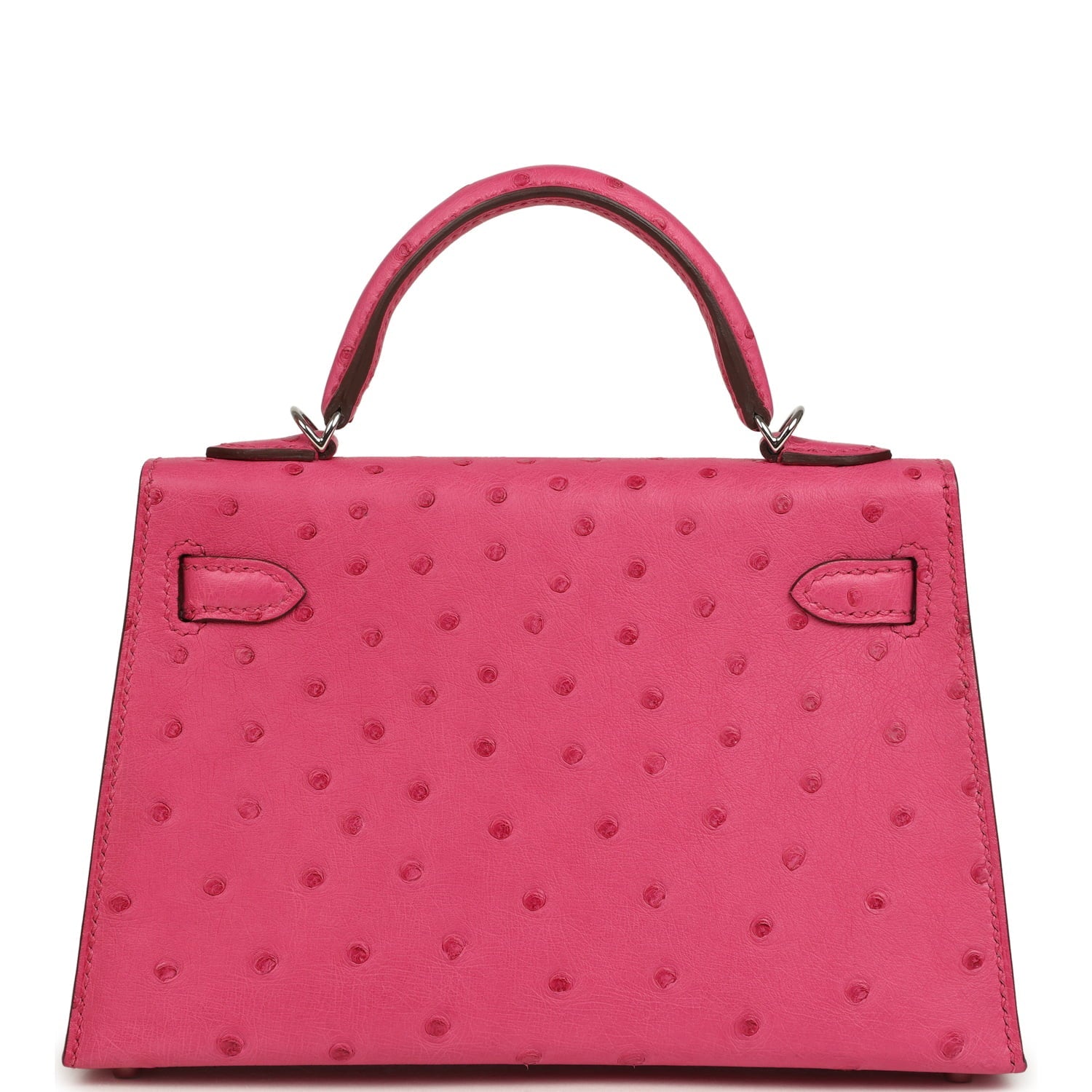 Hermes Kelly Sellier 20 Rose Tyrien Ostrich Palladium Hardware