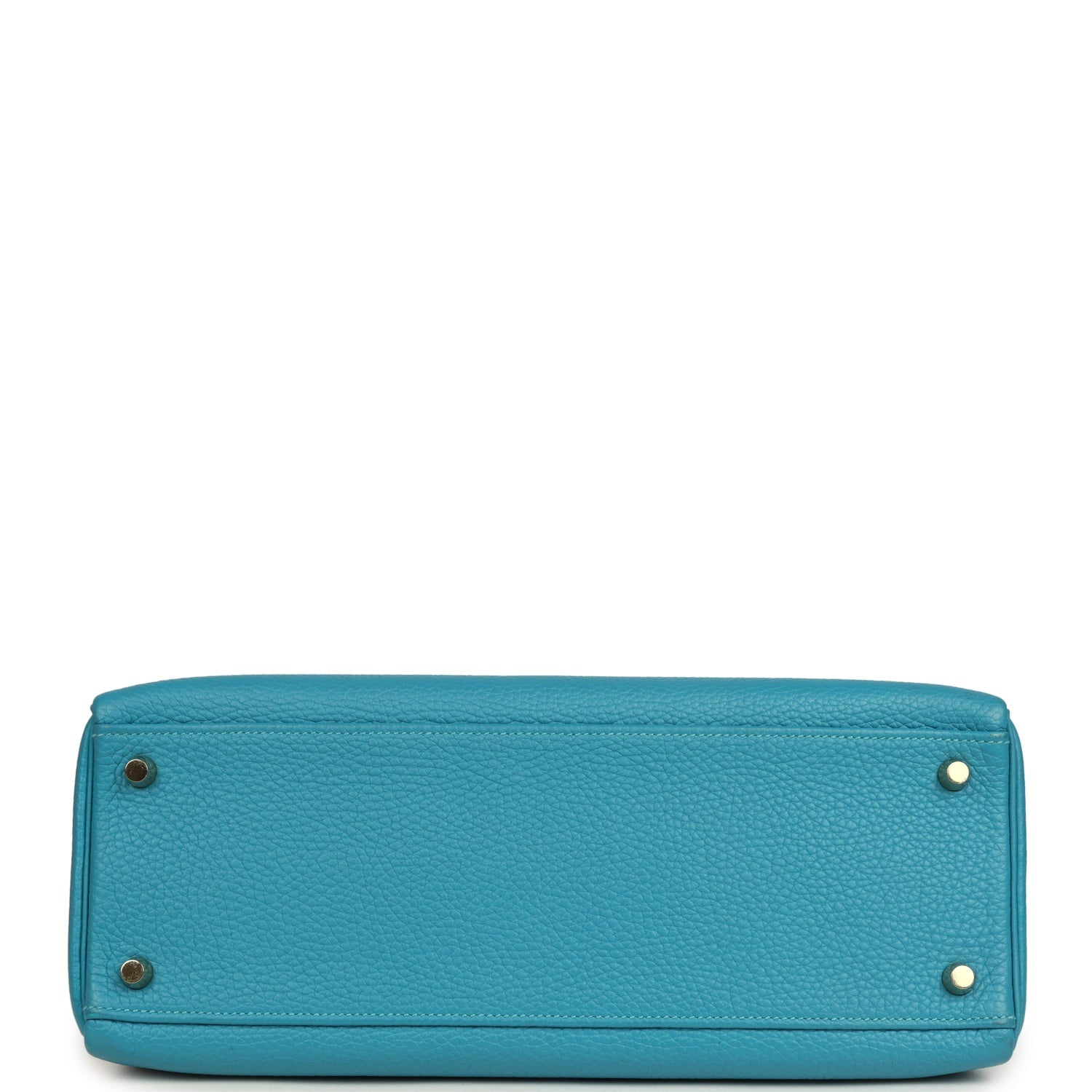 Pre-owned Hermes Kelly Retourne 32 Turquoise Clemence Gold Hardware