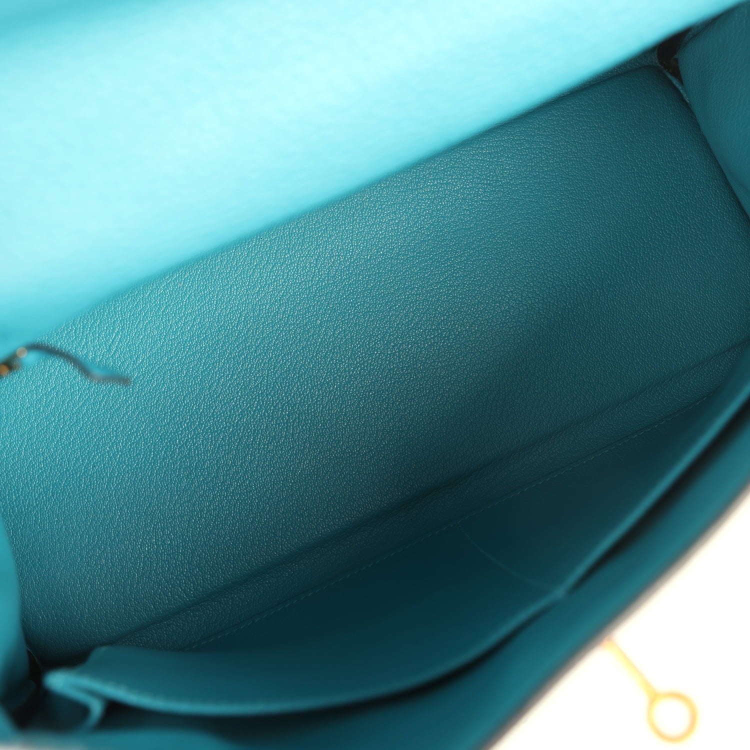 Pre-owned Hermes Kelly Retourne 32 Turquoise Clemence Gold Hardware