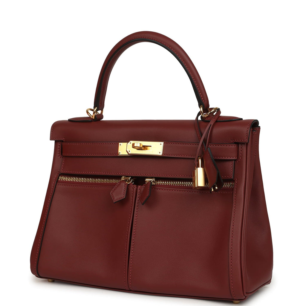 Hermes Kelly Lakis 28 Rouge H Swift Gold Hardware