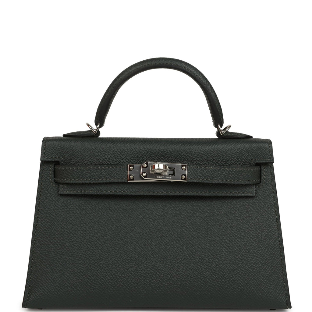Hermes Kelly Sellier 20 Vert Fonce Epsom Palladium Hardware