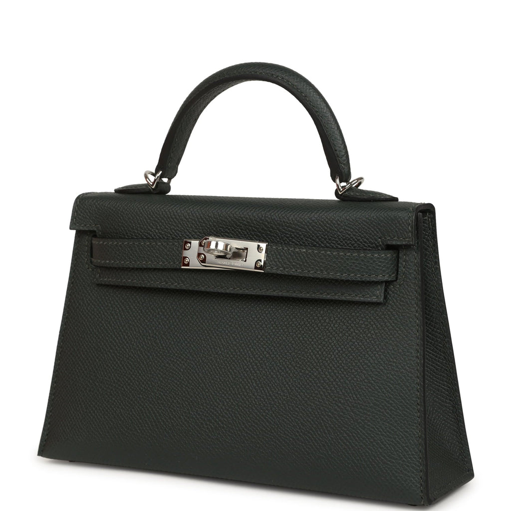 Hermes Kelly Sellier 20 Vert Fonce Epsom Palladium Hardware