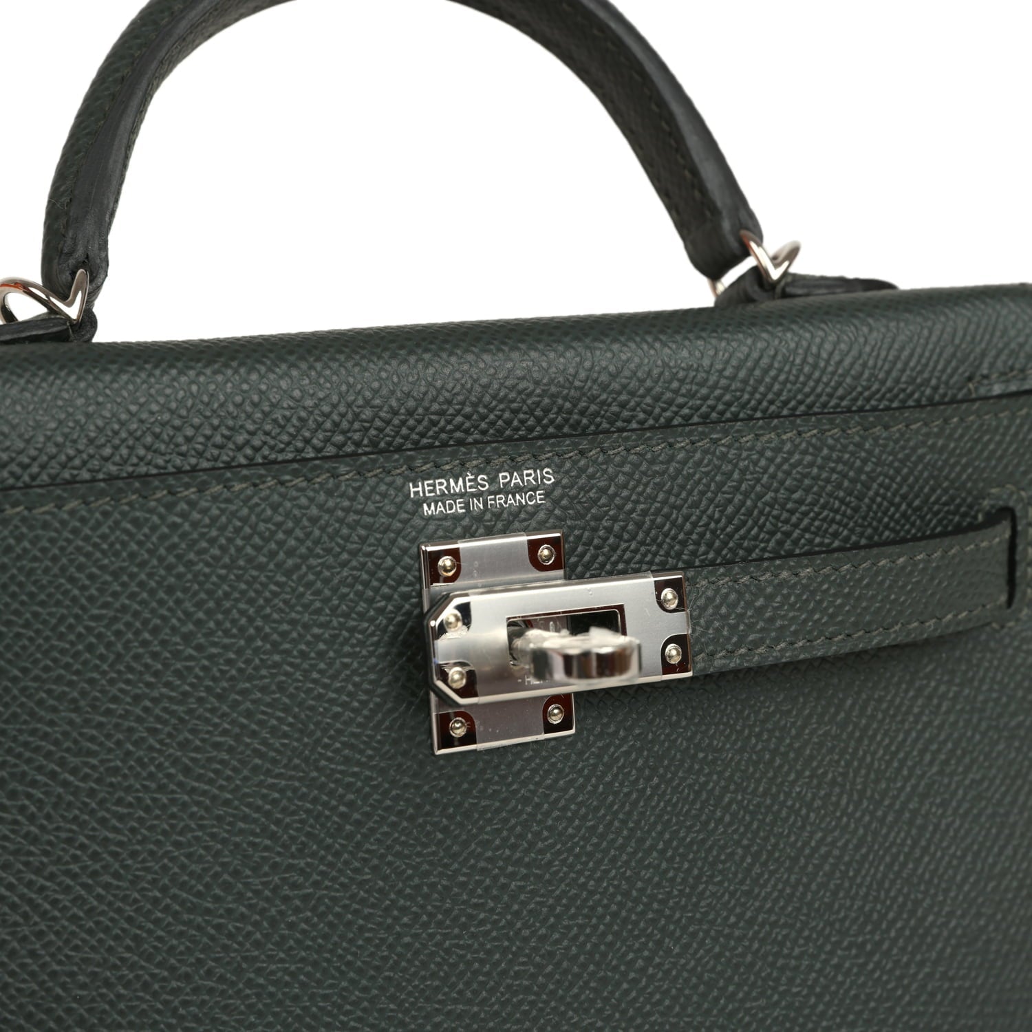 Hermes Kelly Sellier 20 Vert Fonce Epsom Palladium Hardware