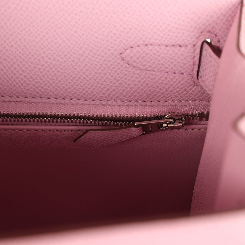 Hermes Kelly Sellier 28 Mauve Sylvestre Epsom Palladium Hardware