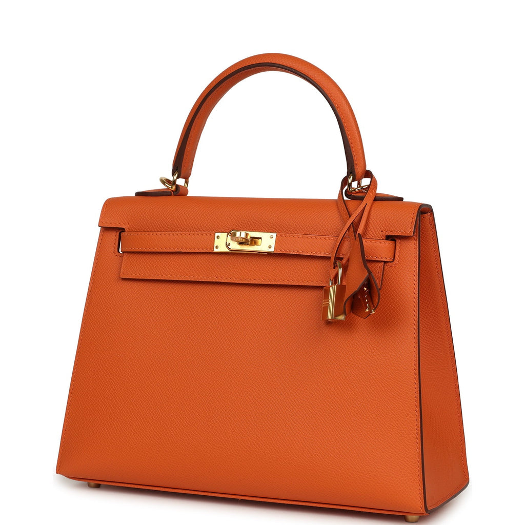 Hermes Kelly Sellier 25 Orange Epsom Gold Hardware