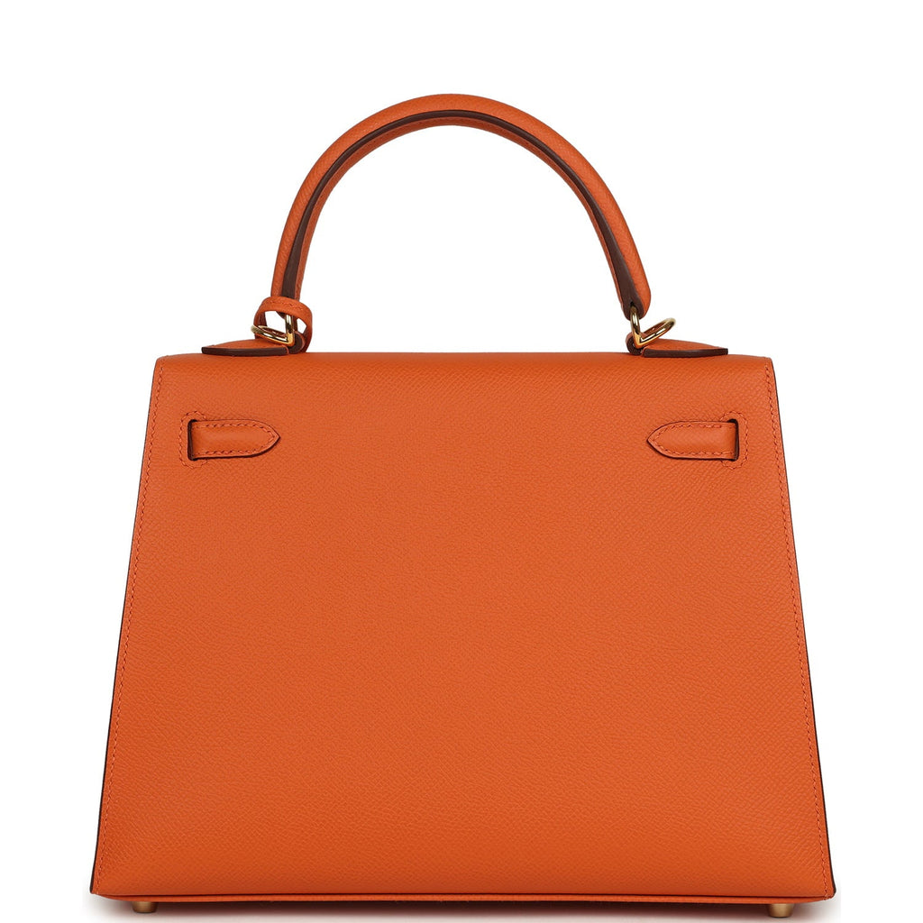 Hermes Kelly Sellier 25 Orange Epsom Gold Hardware