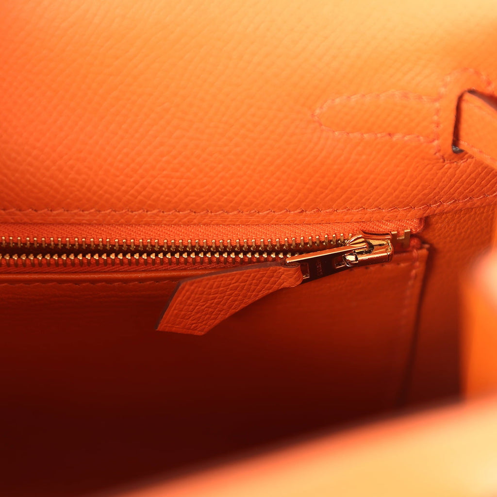 Hermes Kelly Sellier 25 Orange Epsom Gold Hardware
