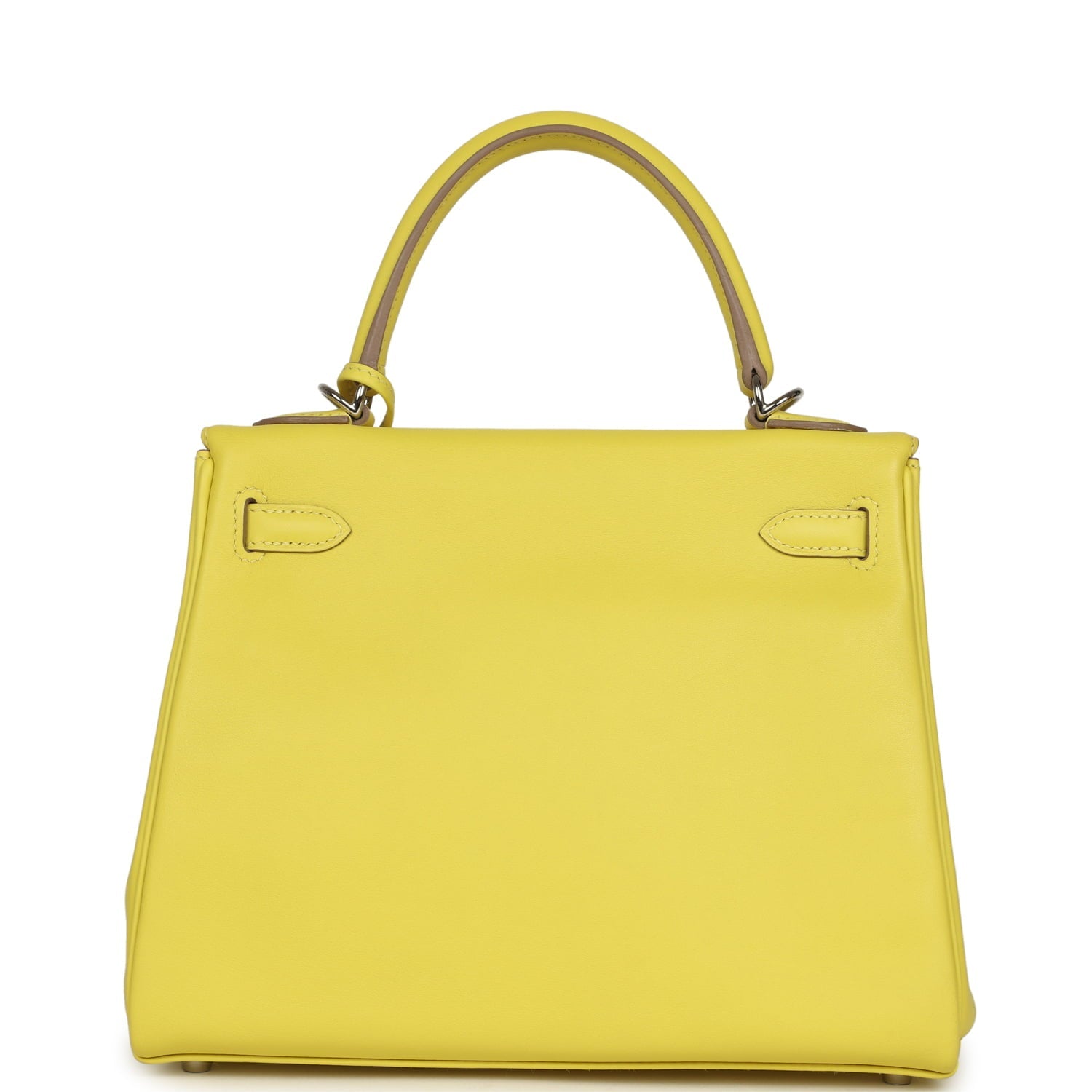 Pre-owned Hermes Kelly Retourne 25 Lime Swift Palladium Hardware