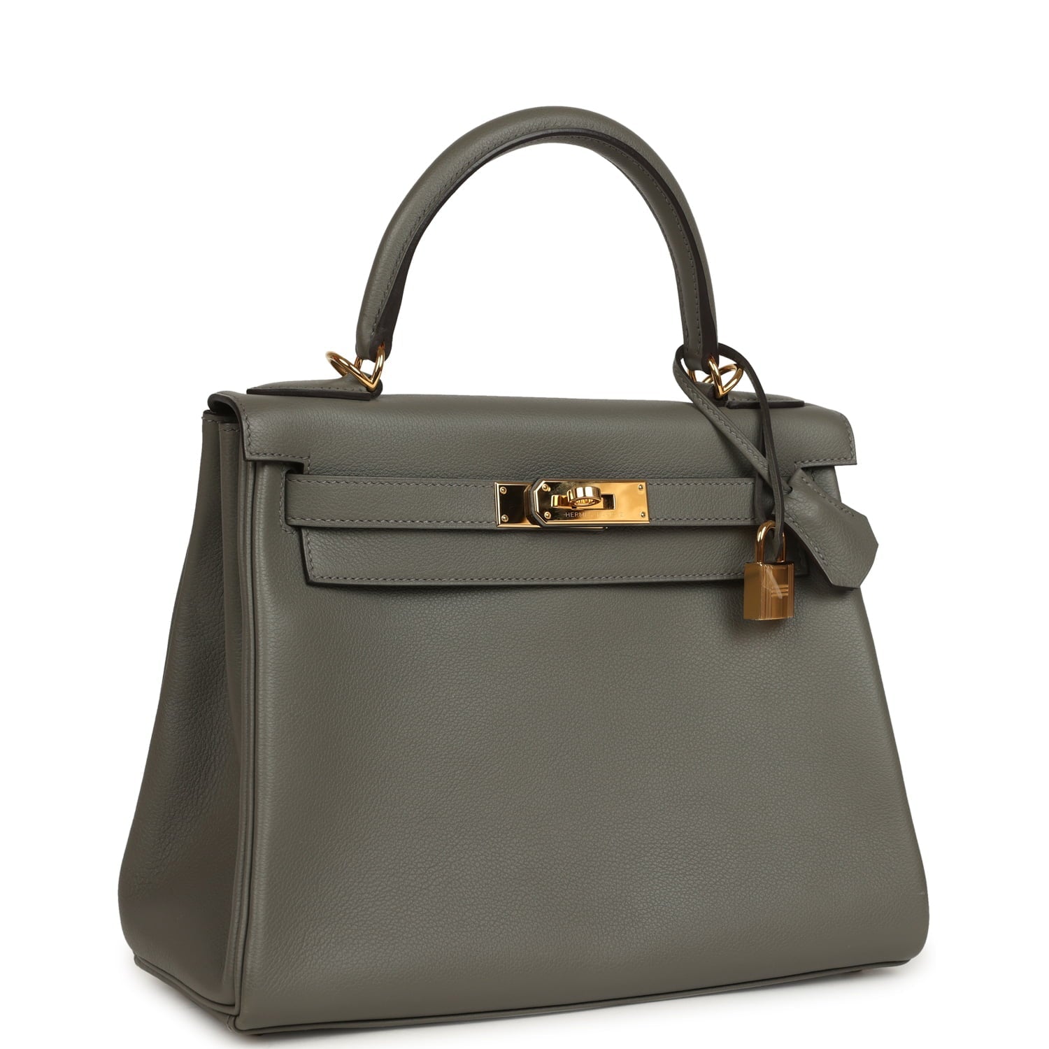 Pre-owned Hermes Kelly Retourne 28 Gris Meyer Evercolor Gold Hardware
