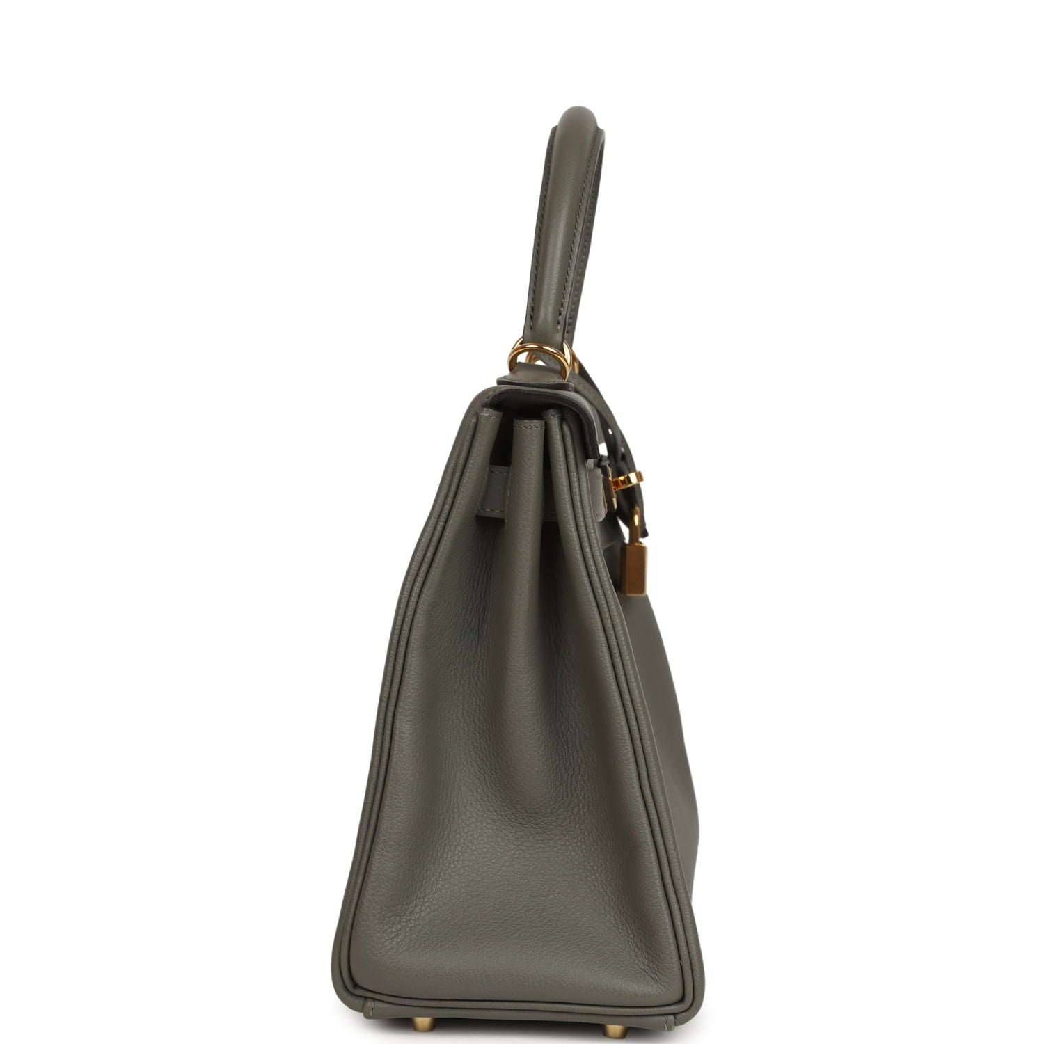 Pre-owned Hermes Kelly Retourne 28 Gris Meyer Evercolor Gold Hardware