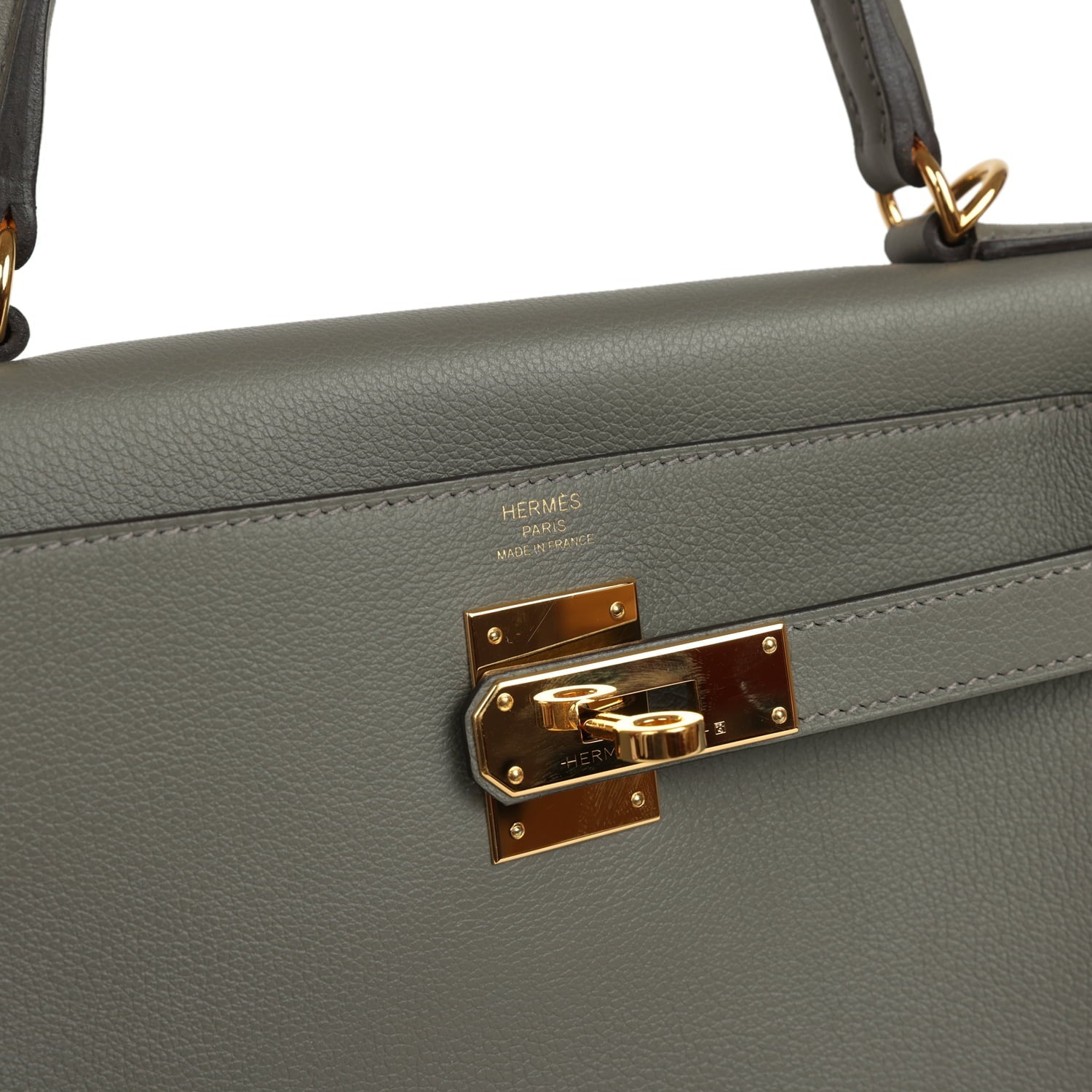 Pre-owned Hermes Kelly Retourne 28 Gris Meyer Evercolor Gold Hardware