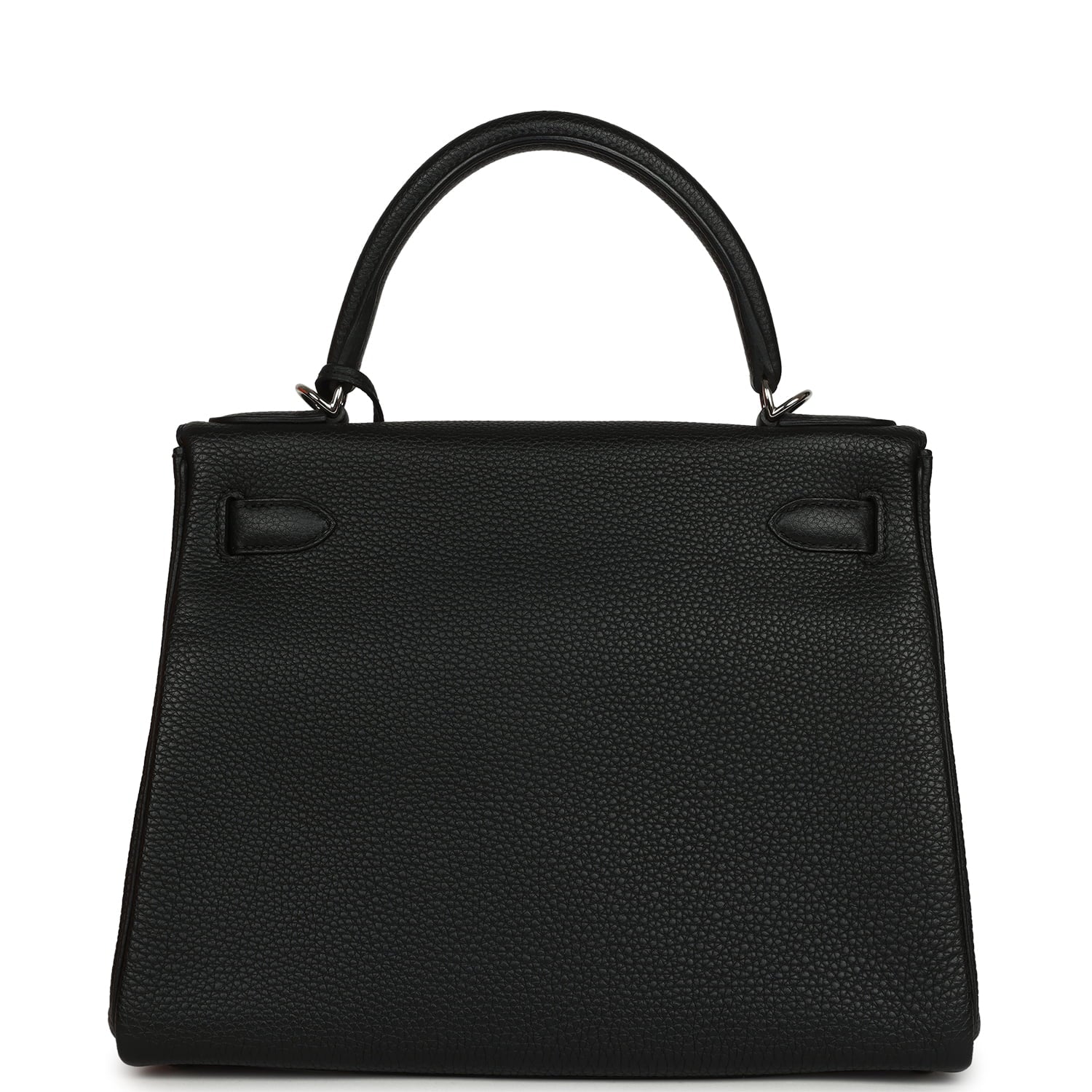 Pre-owned Hermes Kelly Retourne 28 Black Togo Palladium Hardware