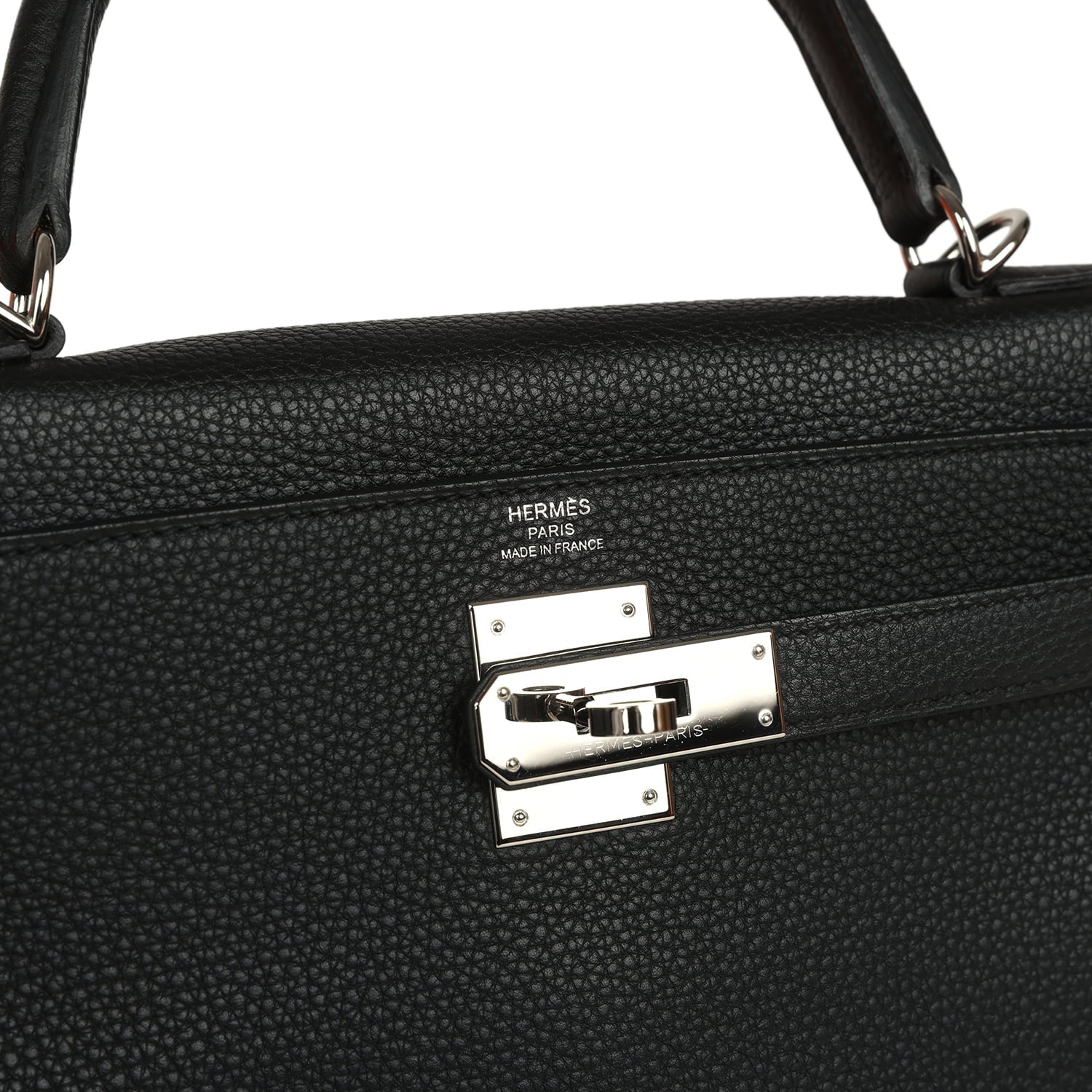 Pre-owned Hermes Kelly Retourne 28 Black Togo Palladium Hardware