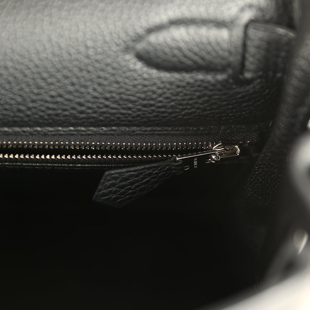 Pre-owned Hermes Kelly Retourne 28 Black Togo Palladium Hardware