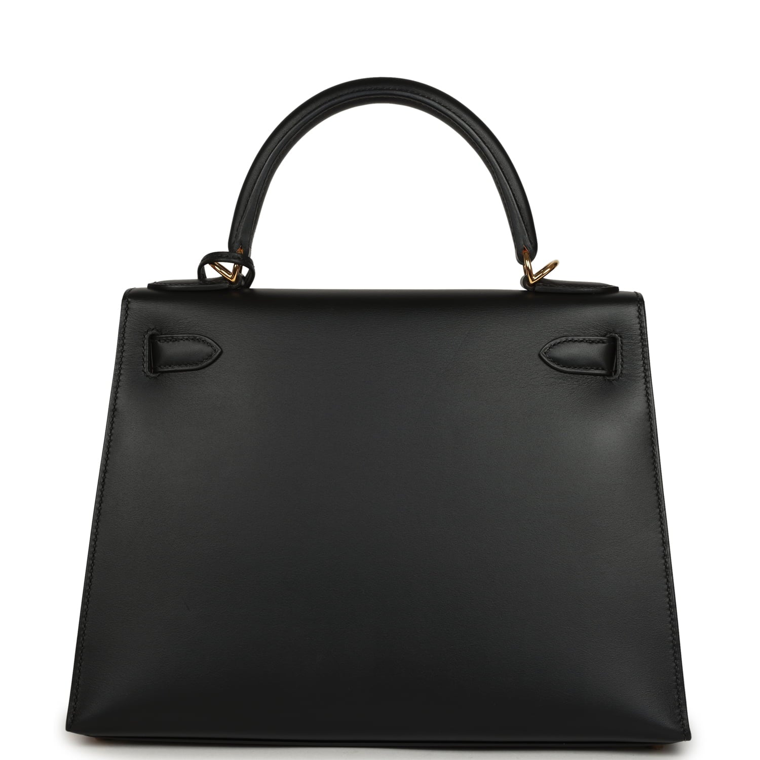 Pre-owned Hermes Kelly Sellier 28 Black Sombrero Gold Hardware