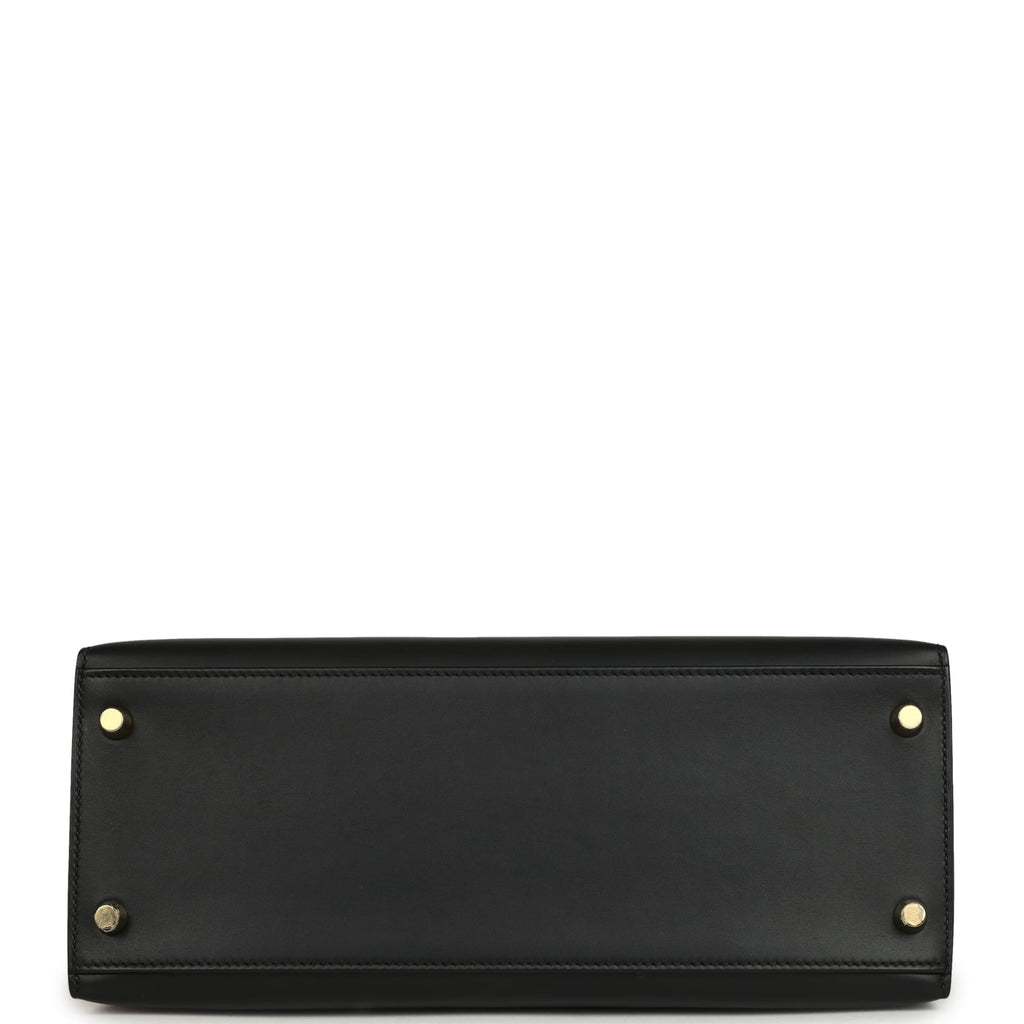 Pre-owned Hermes Kelly Sellier 28 Black Sombrero Gold Hardware