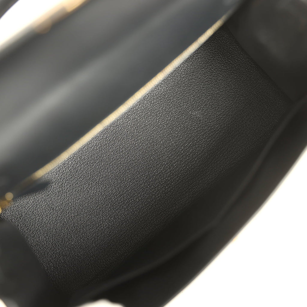 Pre-owned Hermes Kelly Sellier 28 Black Sombrero Gold Hardware