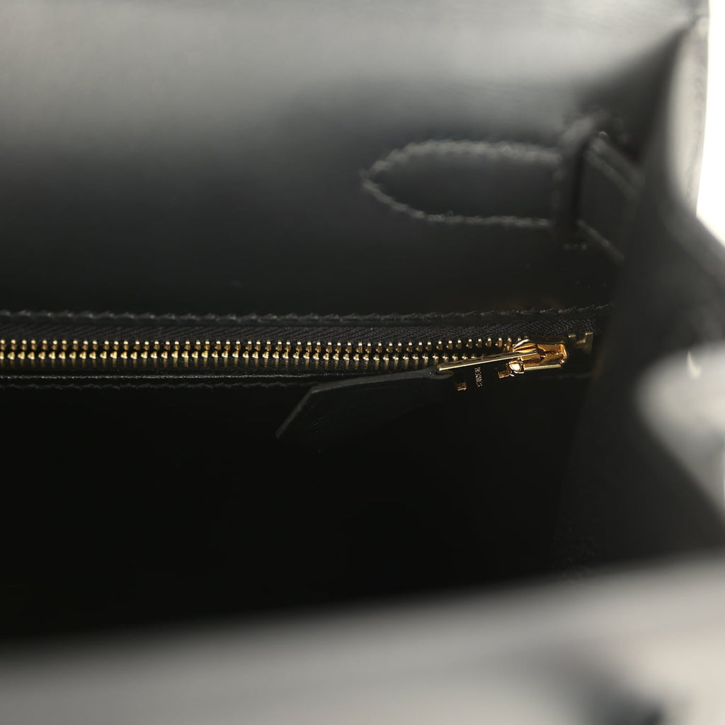 Pre-owned Hermes Kelly Sellier 28 Black Sombrero Gold Hardware