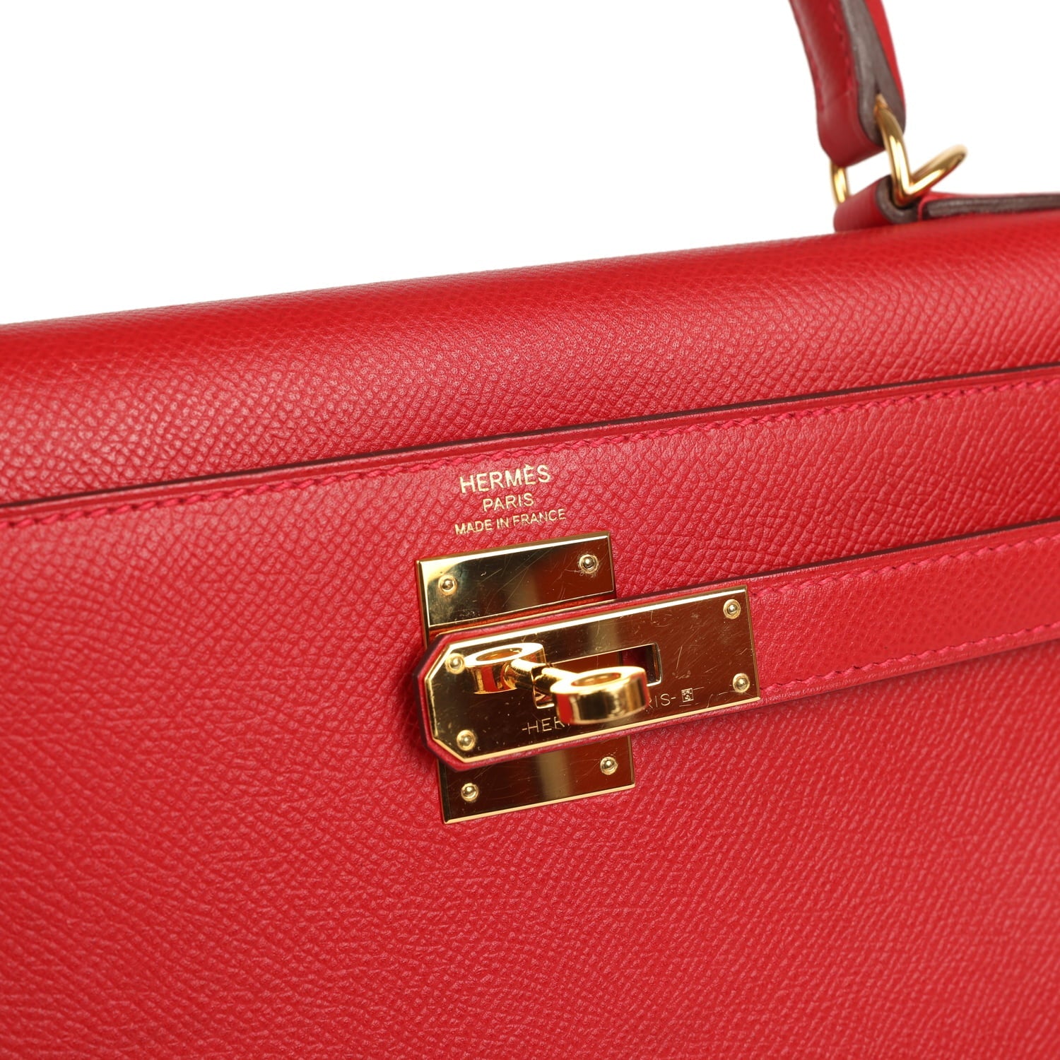 Pre-owned Hermes Kelly Sellier 28 Rouge Casaque Epsom Gold Hardware