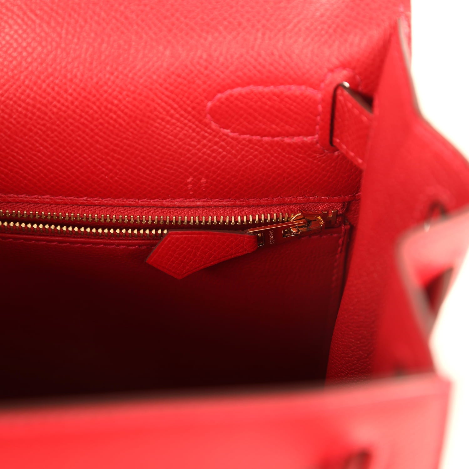 Pre-owned Hermes Kelly Sellier 28 Rouge Casaque Epsom Gold Hardware