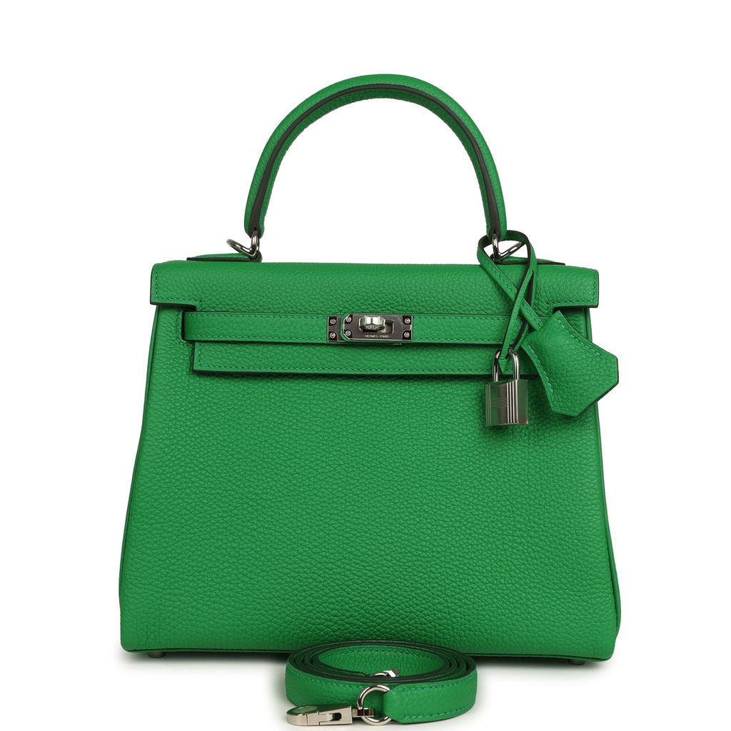 Hermes Kelly Retourne 25 Bambou Togo Palladium Hardware