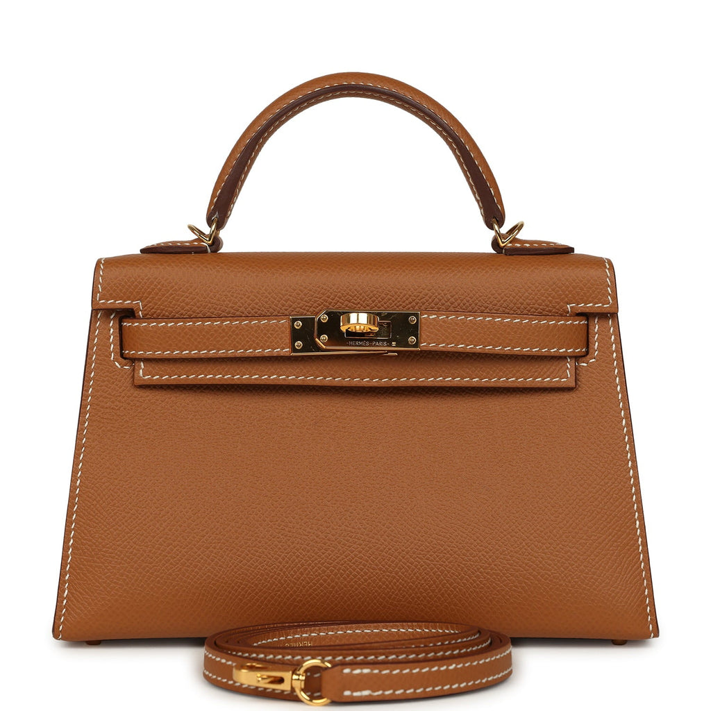 Pre-owned Hermes Kelly Sellier 20 Gold Epsom Gold Hardware