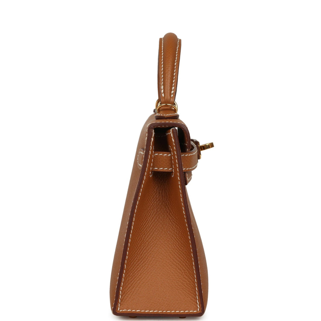 Pre-owned Hermes Kelly Sellier 20 Gold Epsom Gold Hardware