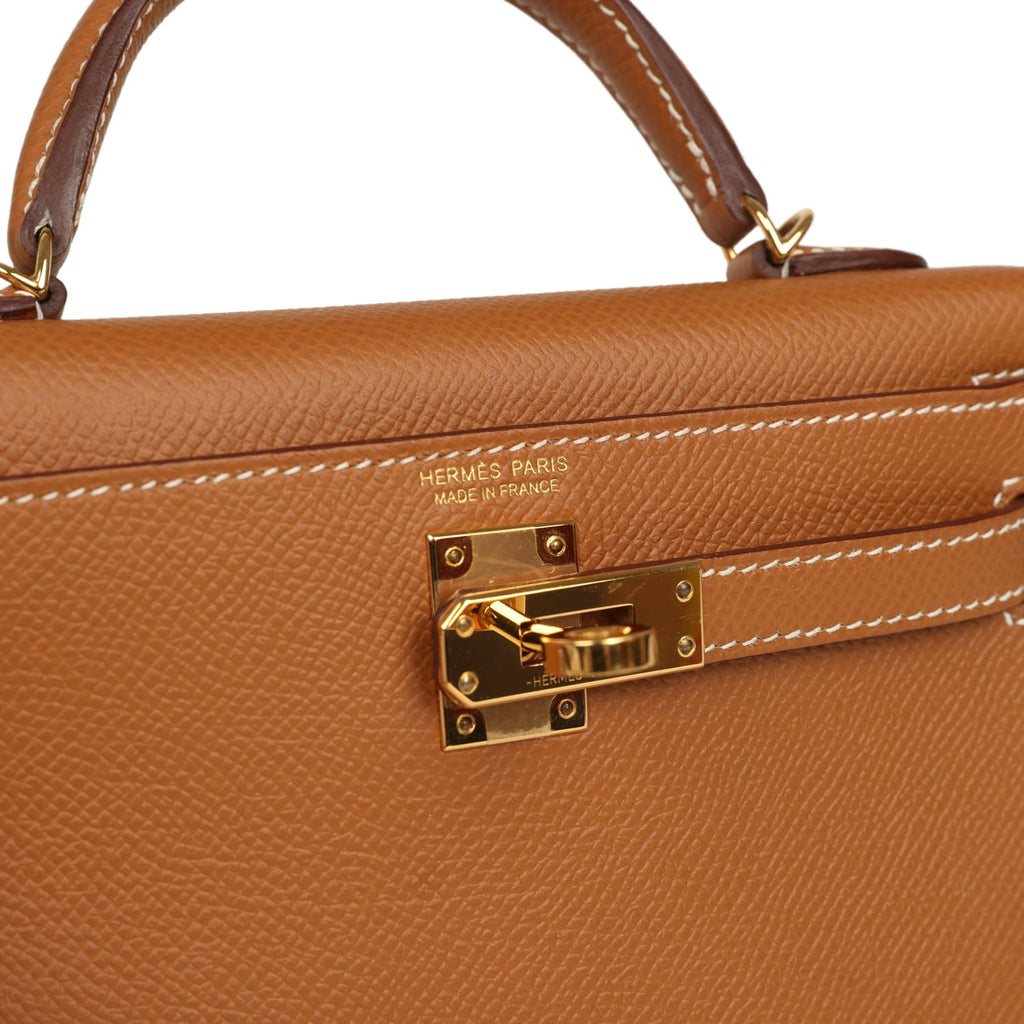 Pre-owned Hermes Kelly Sellier 20 Gold Epsom Gold Hardware
