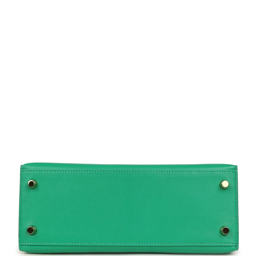 Pre-owned Hermes Kelly Sellier 25 Vert Vertigo Chevre Chamkila Gold Hardware