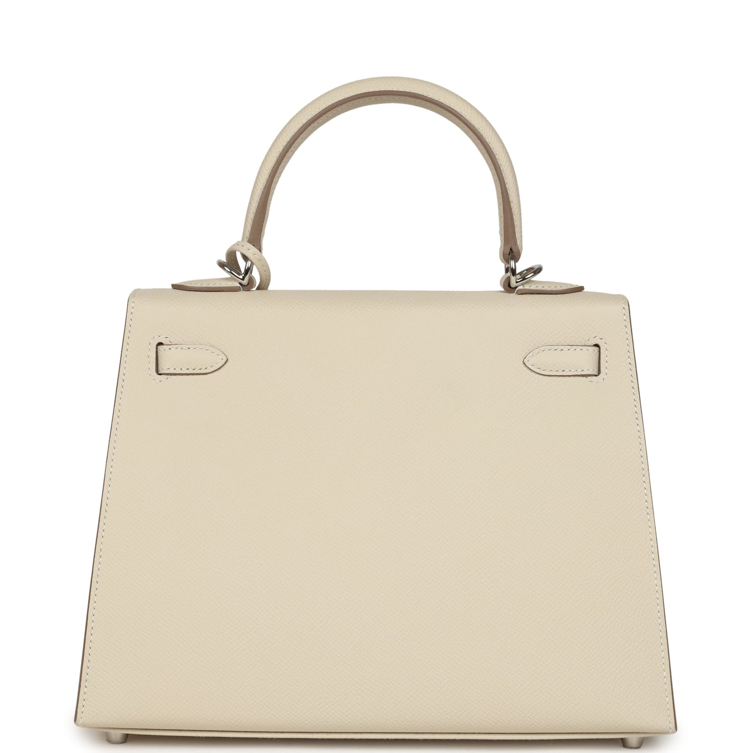 Pre-owned Hermes Kelly Sellier 25 Craie Epsom Palladium Hardware