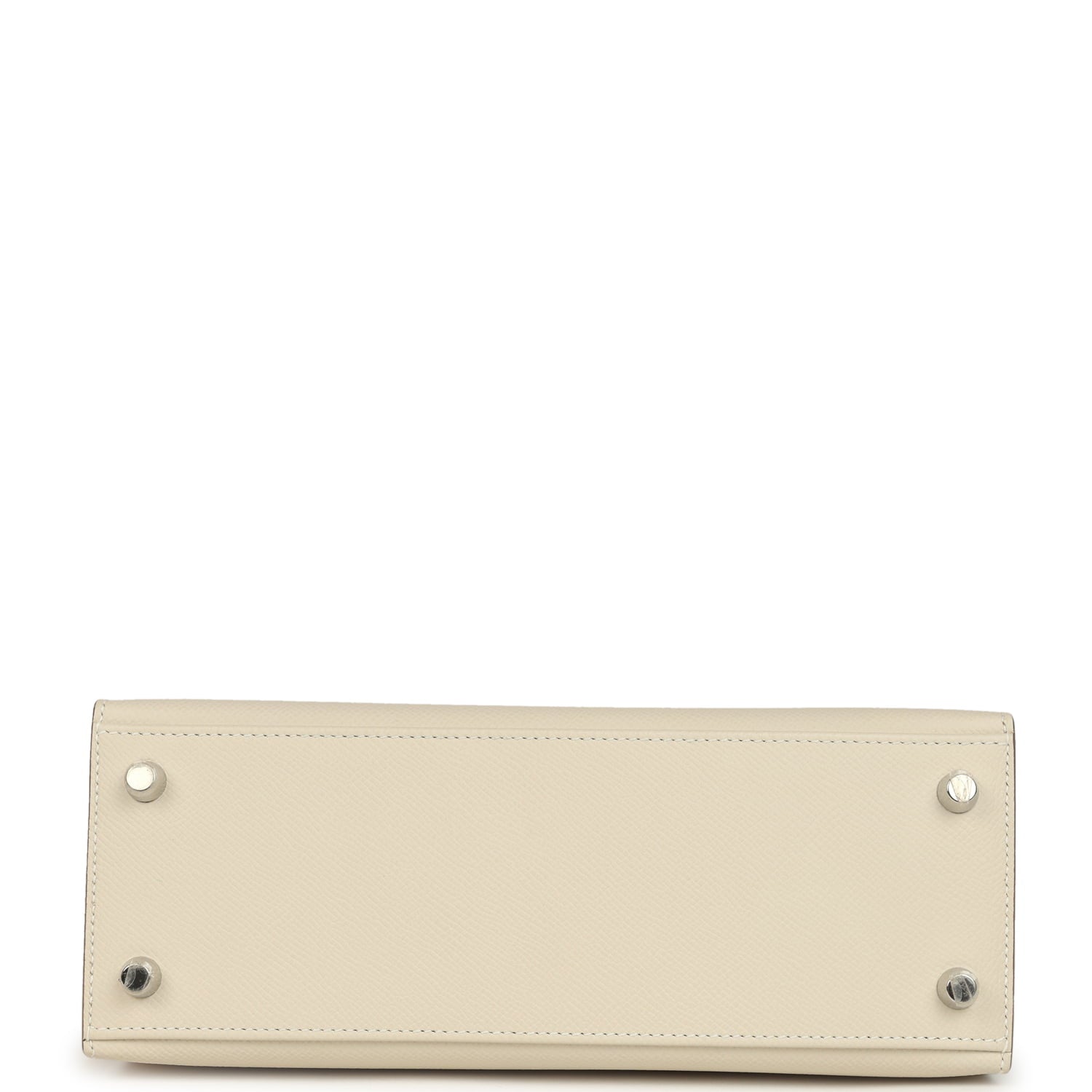 Pre-owned Hermes Kelly Sellier 25 Craie Epsom Palladium Hardware