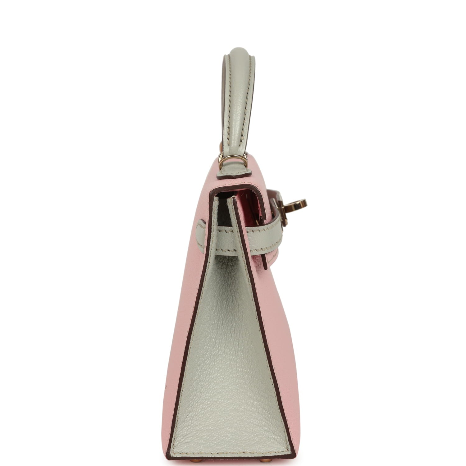 Pre-owned Hermes Special Order (HSS) Kelly Sellier 20 Rose Sakura and Gris Perle Chevre Mysore Permabrass Hardware